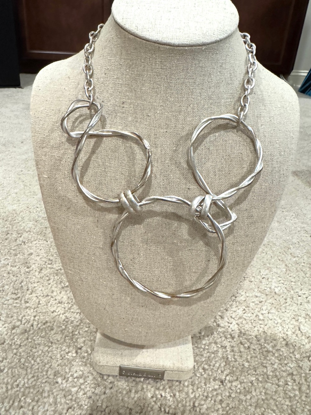 Silver-Tone Twisted Hoop Statement Necklace - Women Jewelry